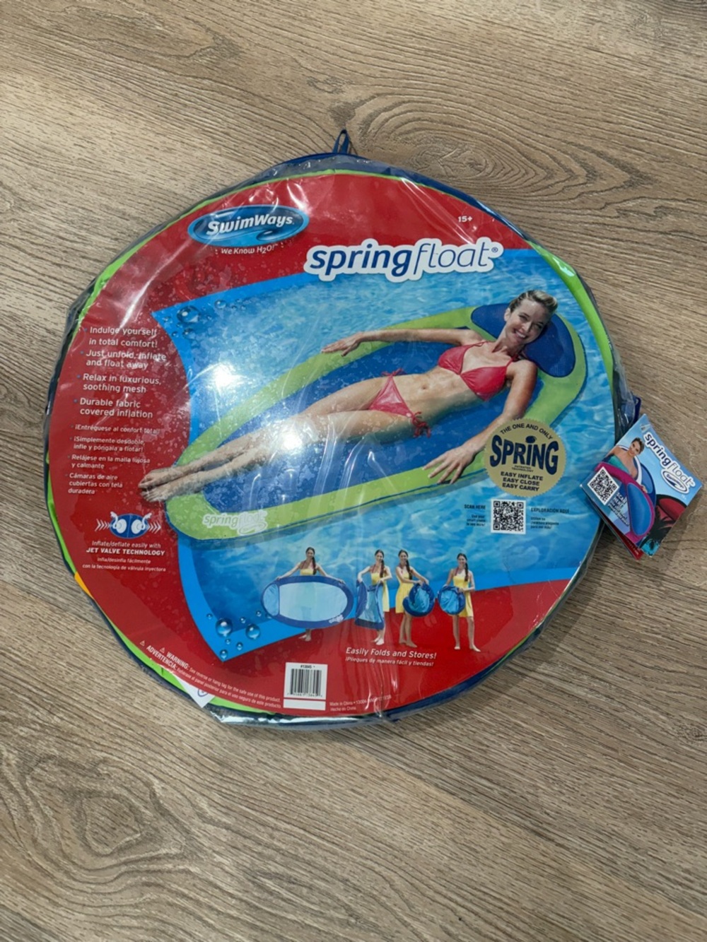 SwimWays Spring Float Pool Lounger Mesh Chair Adult Green Blue